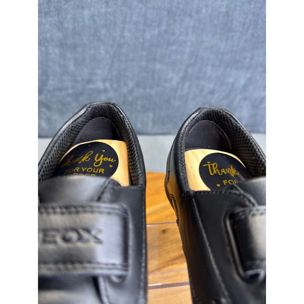 Geox Respira Loafers Women 5 Black Leather Hook Loop Strap Moc Toe Driving Shoes - Picture 8 of 14